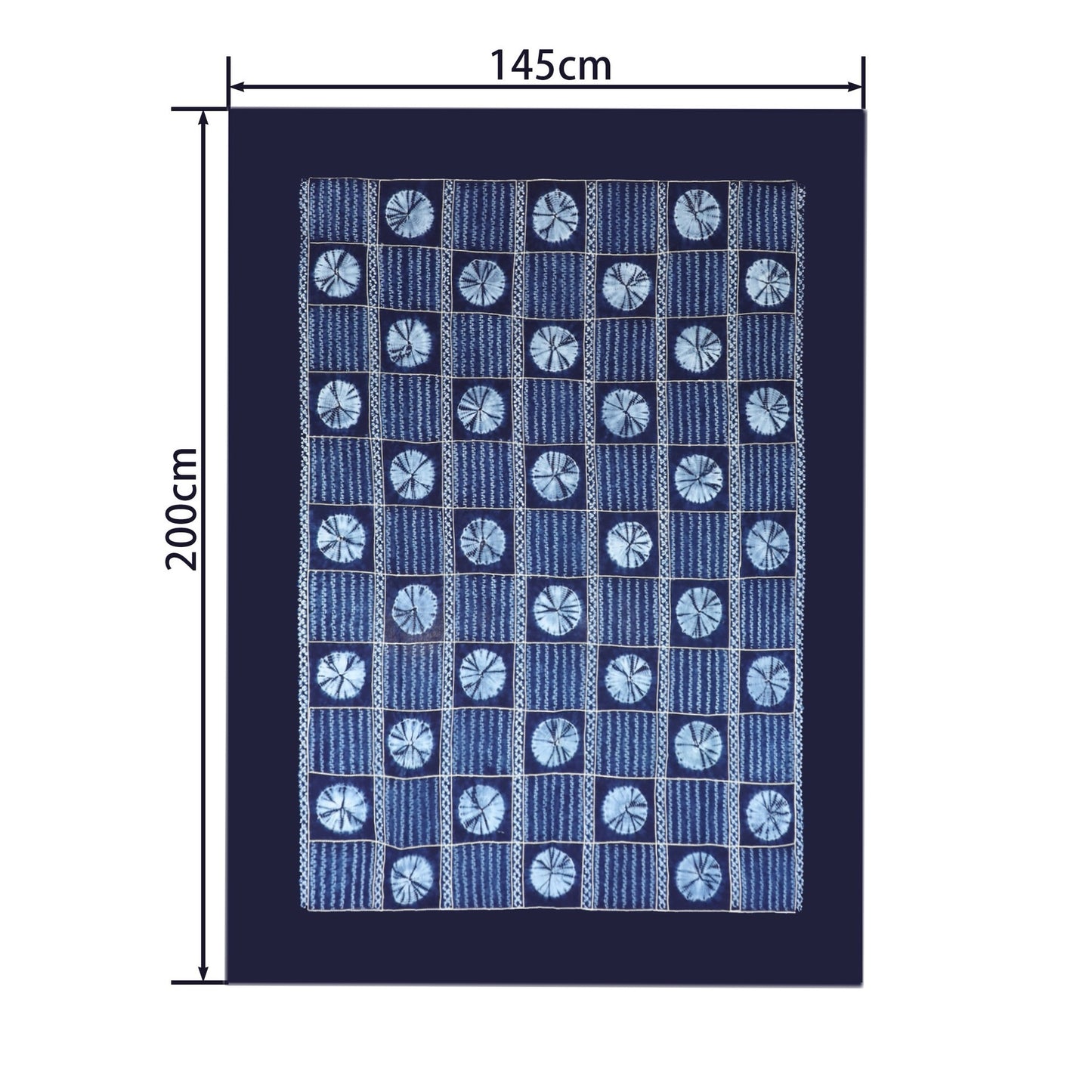 Handmade tie-dye tablecloth with round design