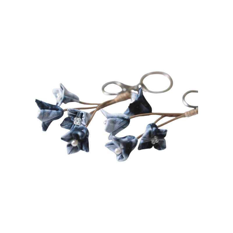 Handmade tie-dye bluebell-shaped keychain
