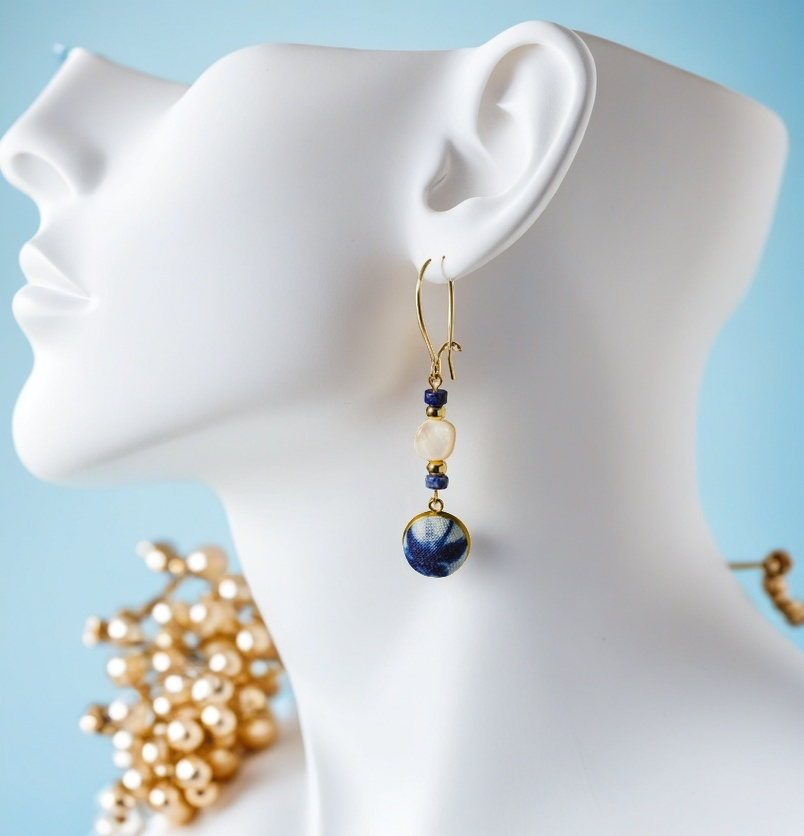 Handmade tie-dyed shell earrings