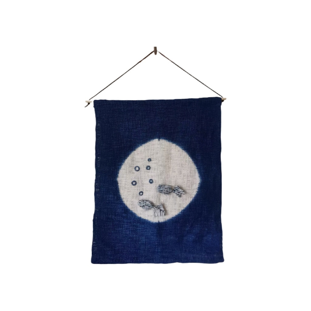 Handmade tie-dye art hanging picture of goldfish