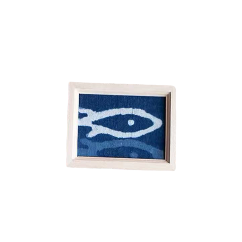 Handmade tie-dye shadow fish wooden fridge magnet