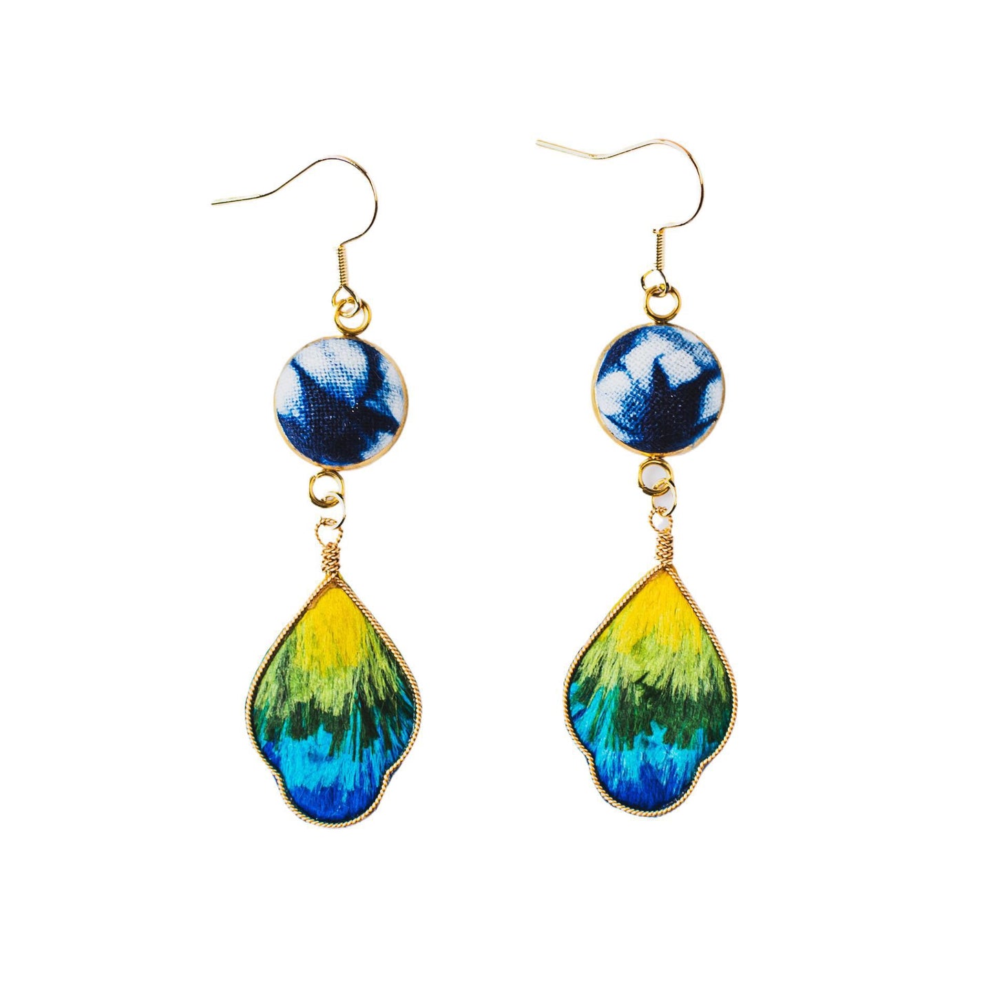 Handmade tie-dyed colored velvet flower earrings