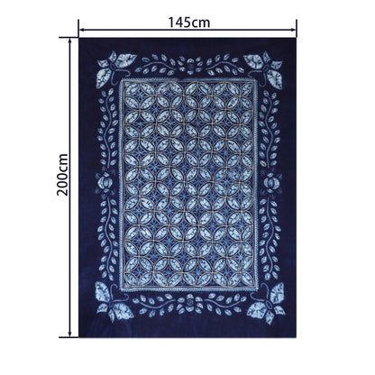 Handmade tie-dye tablecloth with copper coins pattern
