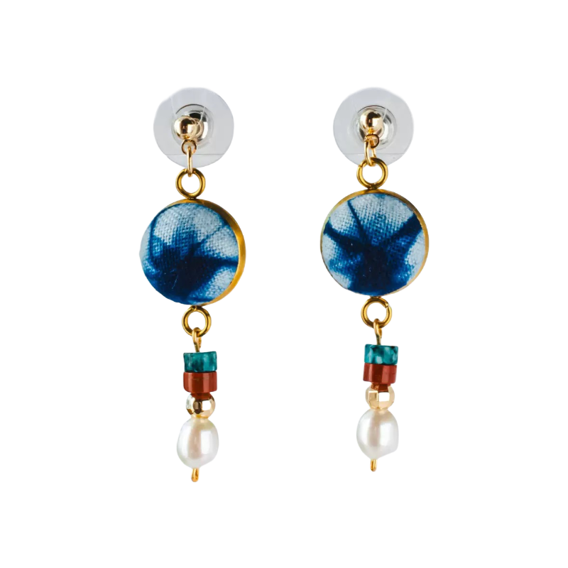 Handmade tie-dye 14k gold vintage earrings