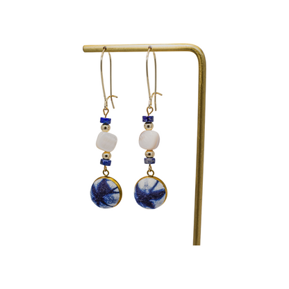 Handmade tie-dyed shell earrings