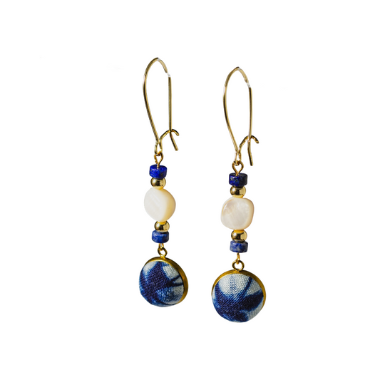 Handmade tie-dyed shell earrings