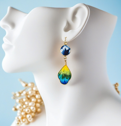 Handmade tie-dyed colored velvet flower earrings