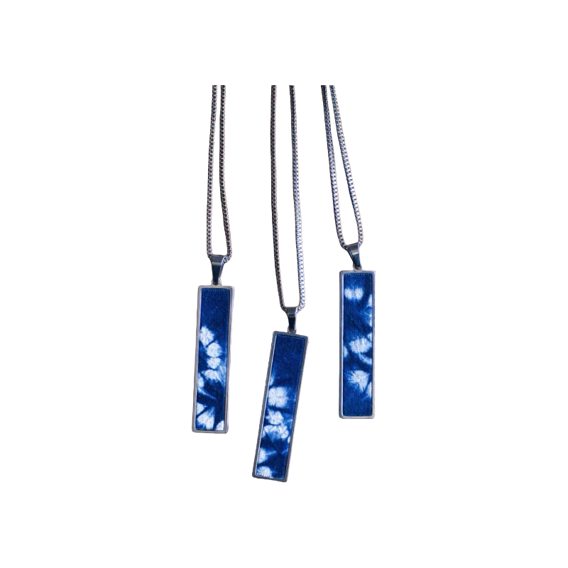 Handmade tie-dye long pendant with plum blossom pattern
