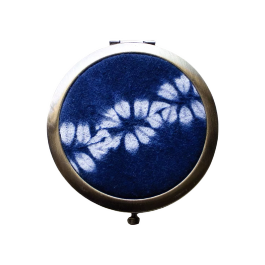 Handmade tie-dye small mirror for makeup with a stream pattern on it gift