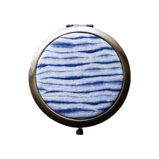Folding double-sided handmade fabric portable makeup mirror