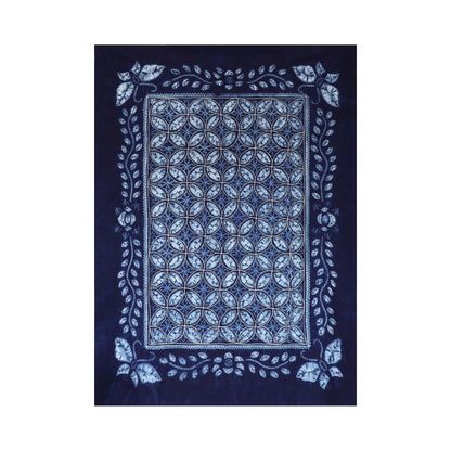 Handmade tie-dye tablecloth with copper coins pattern