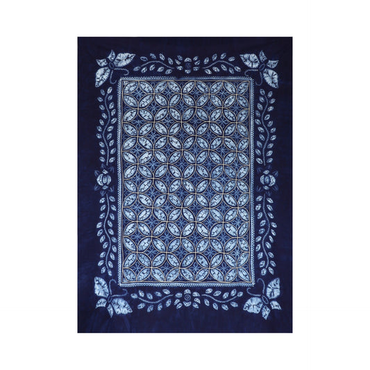 Handmade tie-dye tablecloth with copper coins pattern
