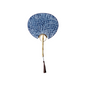 Handmade tie-dye fan with natural bamboo handle and ice-crack pattern on the surface