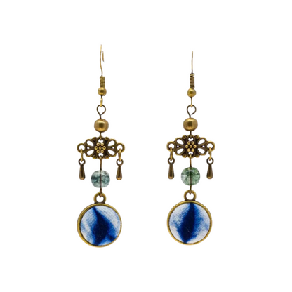 Handcrafted tie-dyed green ghost crystal earrings