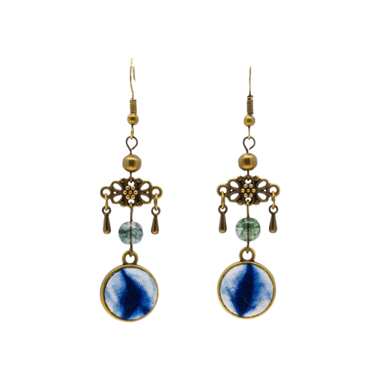 Handcrafted tie-dyed green ghost crystal earrings