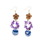 Handmade Tie-Dye Amethyst Crushed Stone Style Chinese Style Earrings