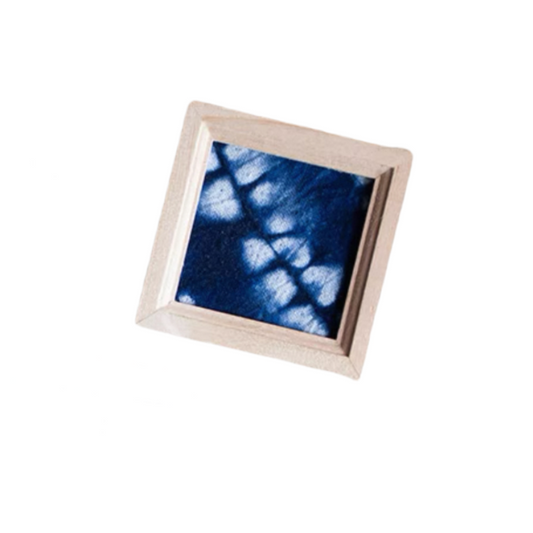 Handmade tie-dye woodblock printed refrigerator magnets featuring plum blossoms