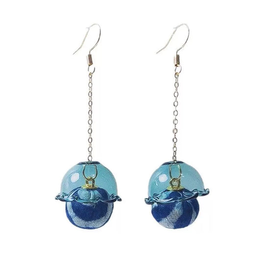Handmade tie-dye glass ball creative-shaped earrings