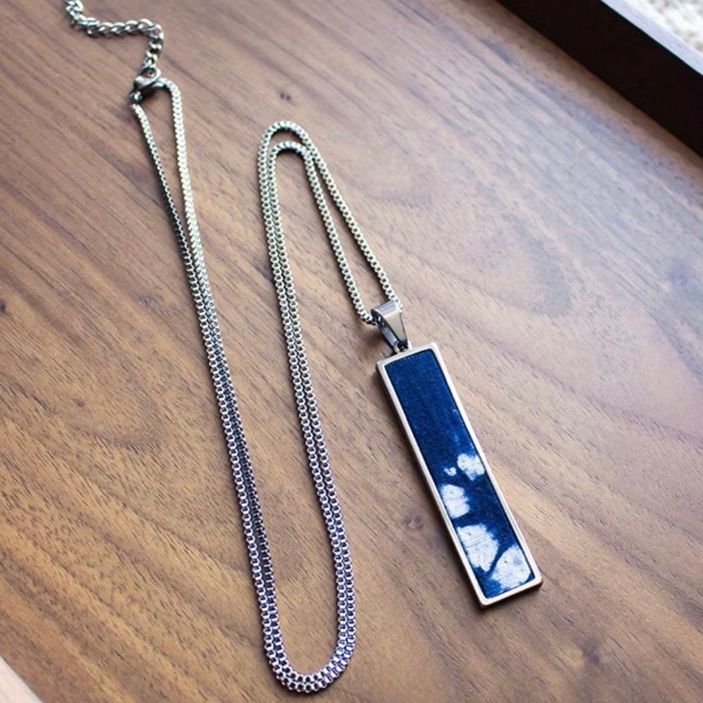 Handmade tie-dye long pendant with plum blossom pattern