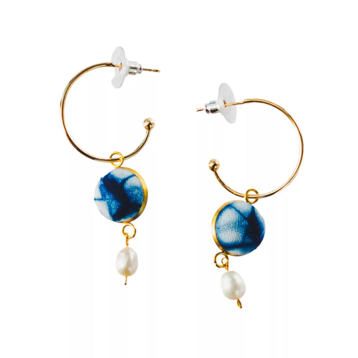 Handmade tie-dye ethnic style 14k gold earrings