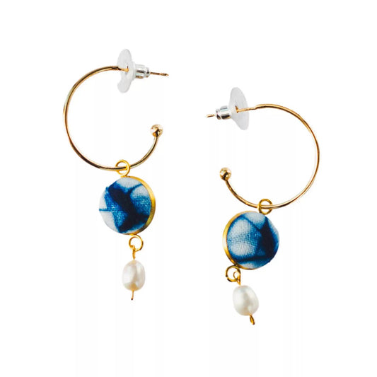 Handmade tie-dye ethnic style 14k gold earrings