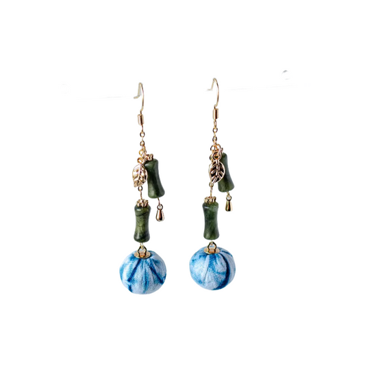 Handmade tie-dye bamboo-joint natural stone creative earrings