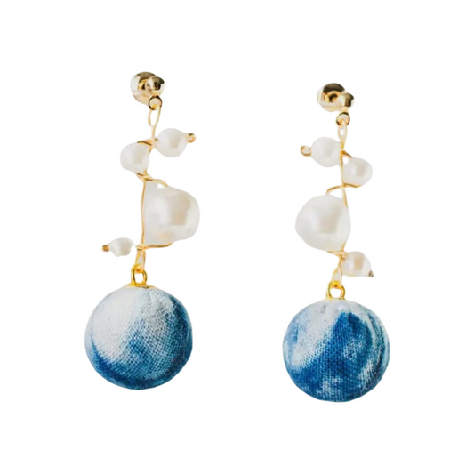 Handmade tie-dye pearl stud earrings