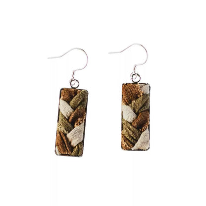 Handcrafted tie-dye ethnic-style silver woven earrings