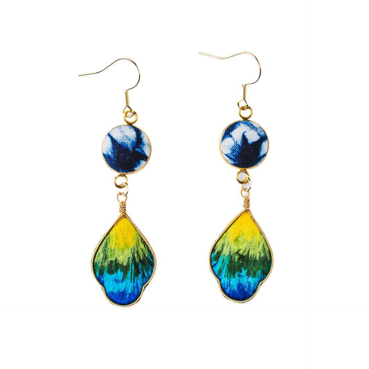 Handmade tie-dyed colored velvet flower earrings