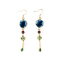 Handcrafted tie-dyed emerald and pearl earrings