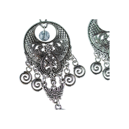 Handmade tie-dyed ethnic vacation silver earrings